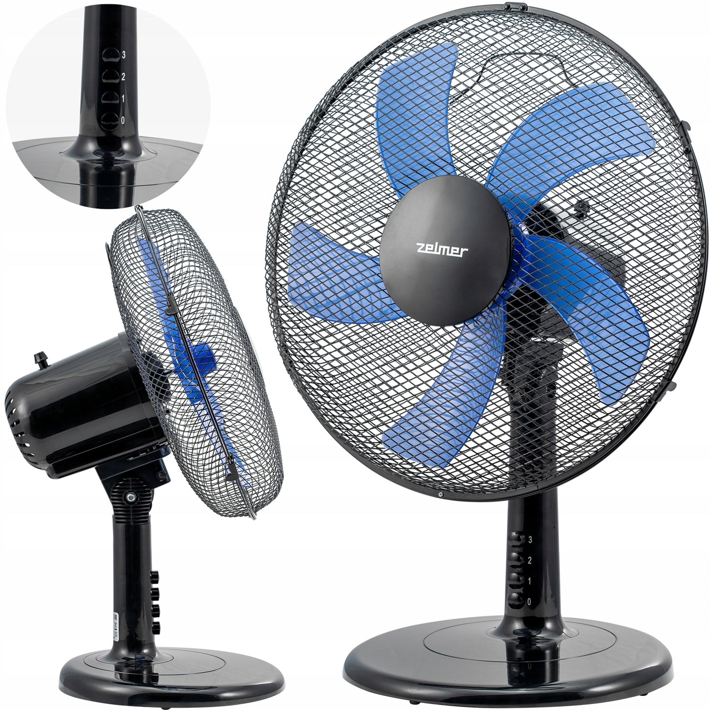 WENTYLATOR BIURKOWY ZELMER ZTF0300 CYRKULATOR STOŁOWY 45W CICHY WYDAJNY